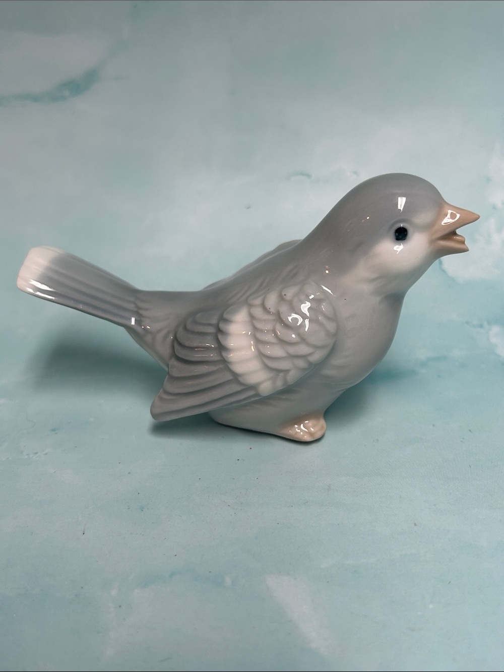 Vintage OTAGIRI Porcelain Blue Gray Bird Figurines Song Birds Japan 4 inches